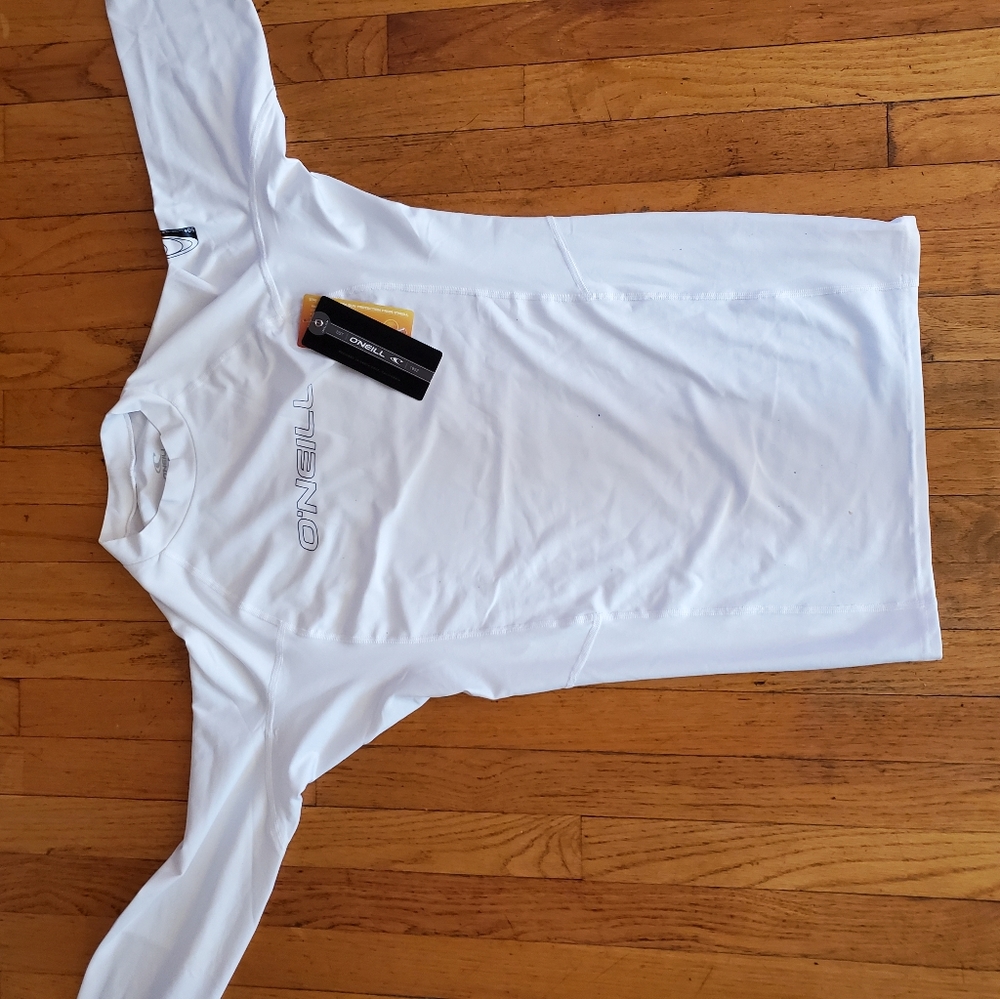 O'NEILL Men's Basic Skins UPF 50 Long Sleeve Rash Guard, Extra Large, White